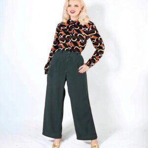 Md'M 40s Sylvia Trousers Dark Green Size EU 36 US 6 NWT